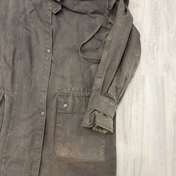 Vintage Kuver Mebum Duster Oil Skin Coat Men Large Black Faded Western by Abetta - Picture 3 of 10